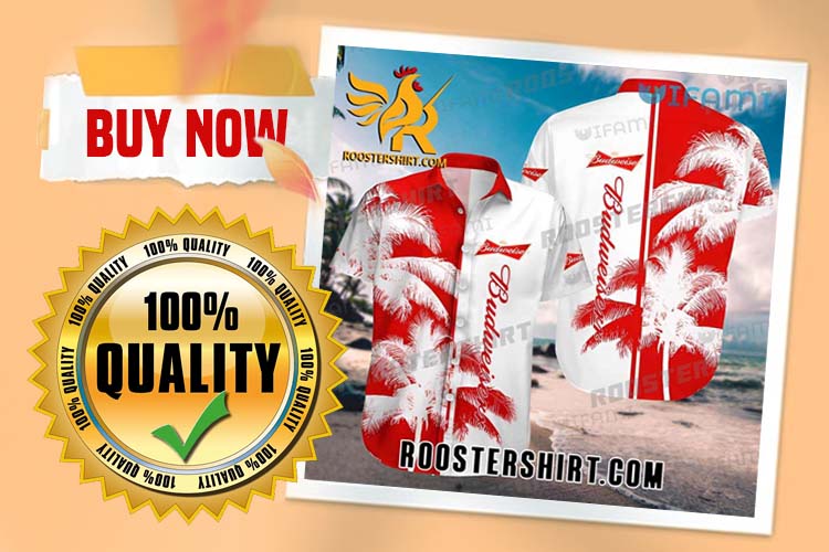 Review Budweiser Hawaiian Shirt And Shorts Coconut Tree Beer Lovers Gift