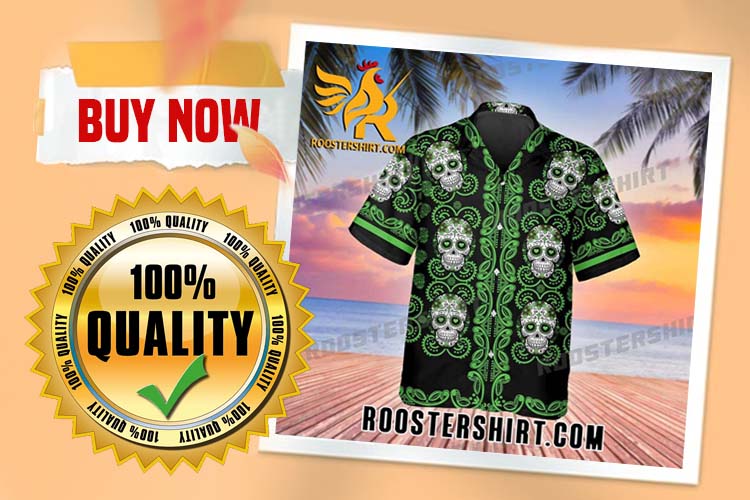 Review Pattern Green Color Skull Hawaiian Shirt And Shorts